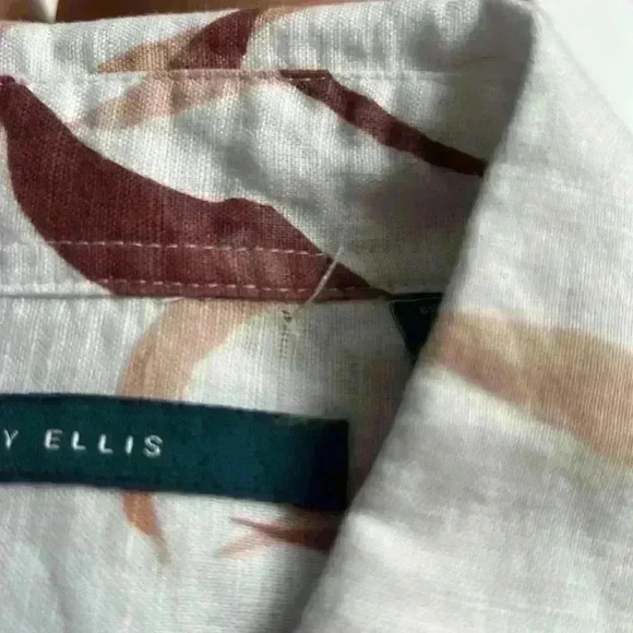 Perry Ellis linen floral print long sleeve button down shirt untucked size M new - Picture 11 of 11
